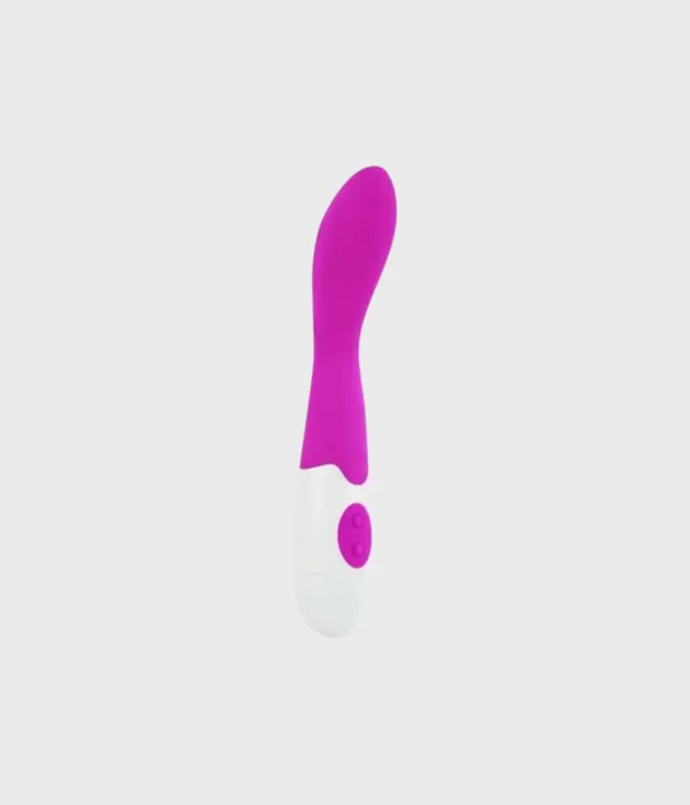 Vibrador punto G Pretty Love Bishop magenta con mango blanco, vista frontal