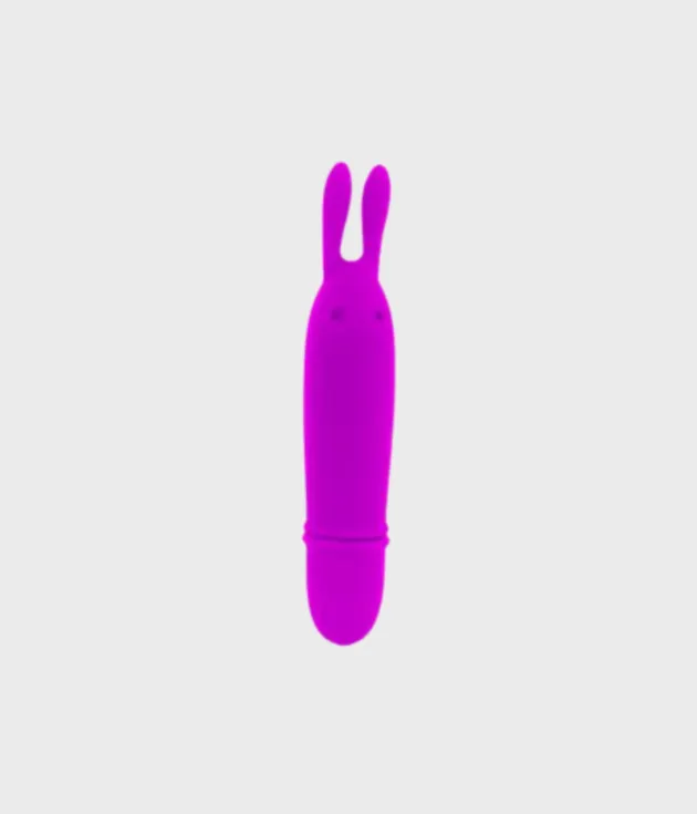 Mini vibrador Pretty Love Boyce, primer plano de la cara del conejito