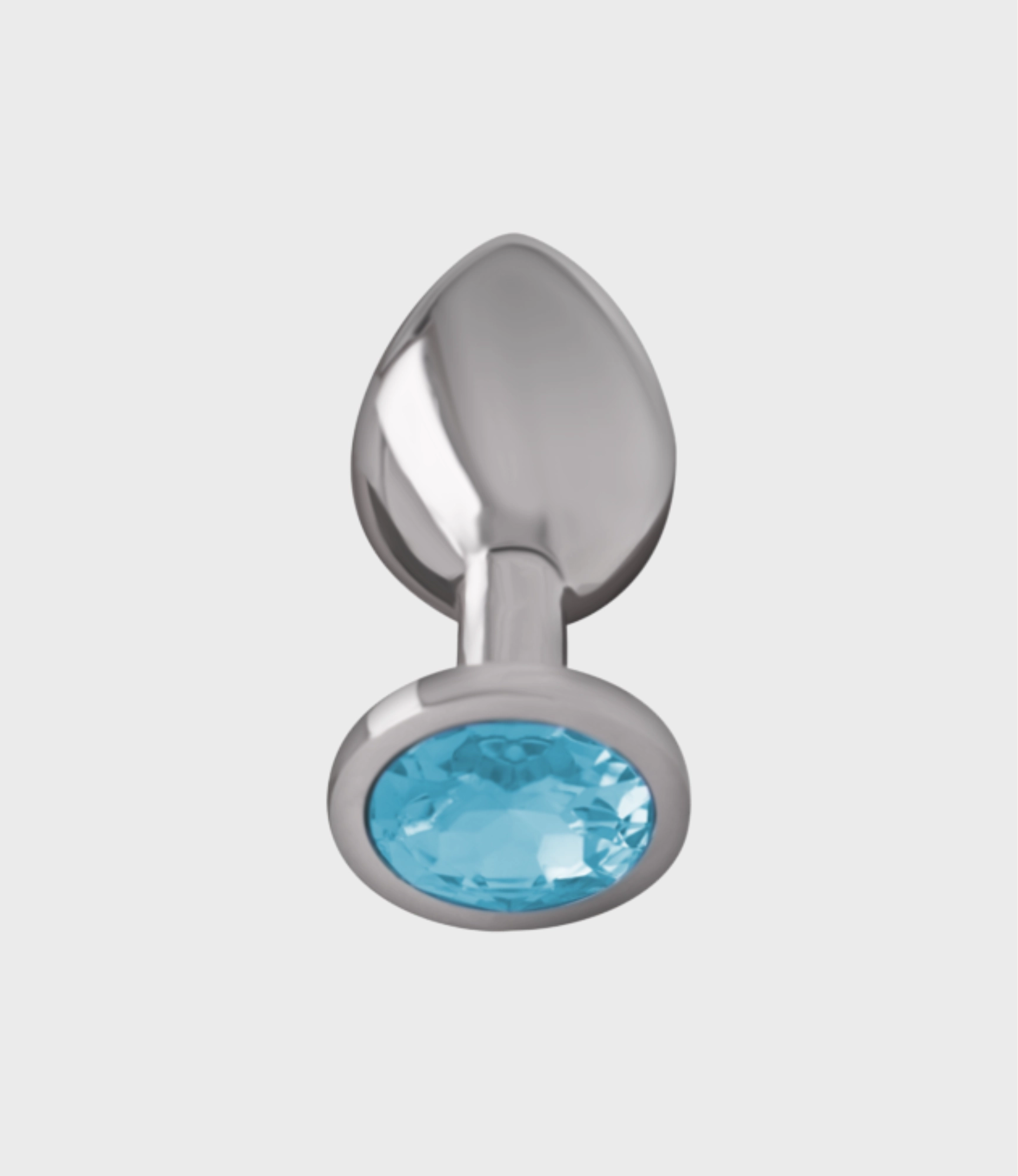 Plug anal Intense de metal con joya de cristal azul, talla S, vista frontal
