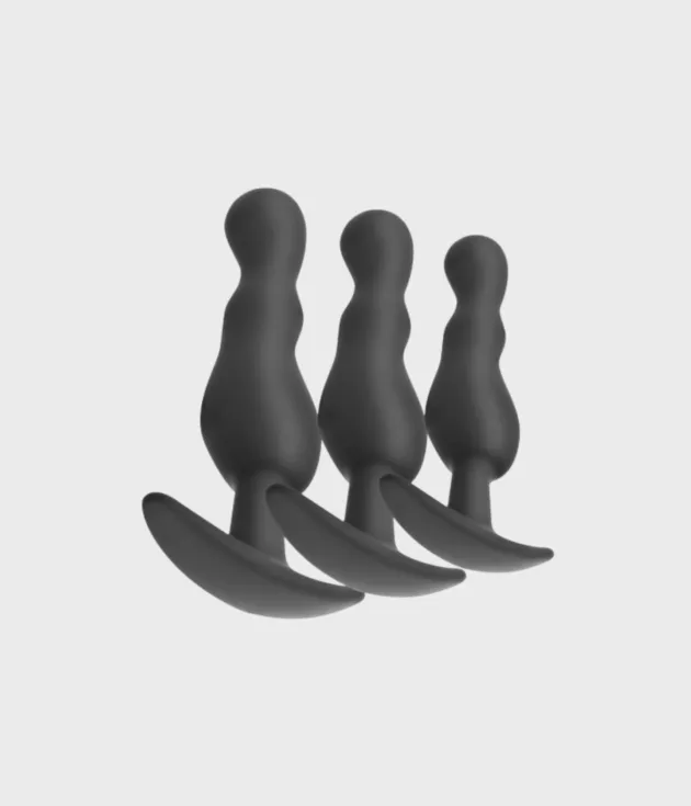 Set de 3 plugs anales Addicted Toys en silicona negra, tres tamaños