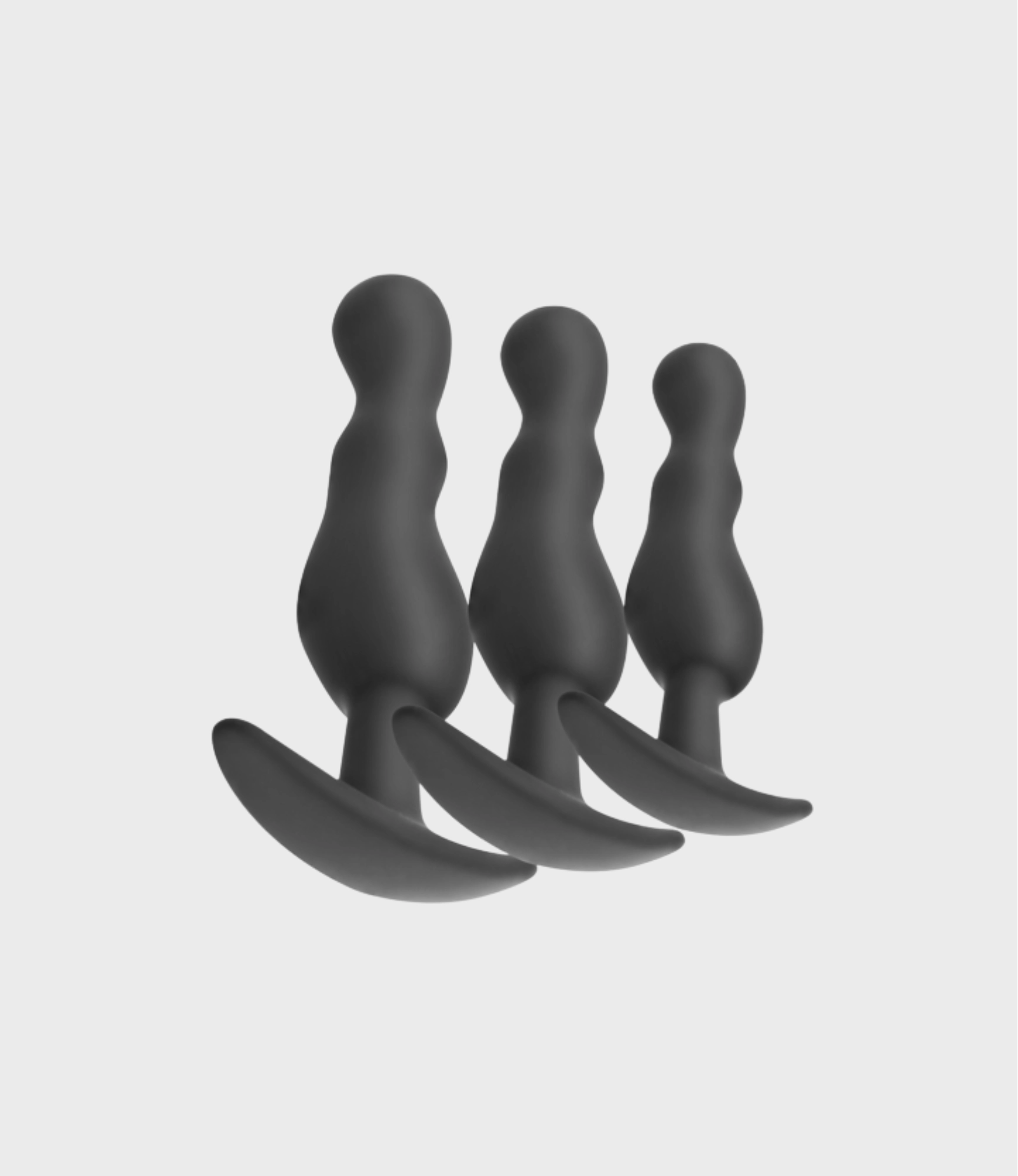 Set de 3 plugs anales Addicted Toys en silicona negra, tres tamaños