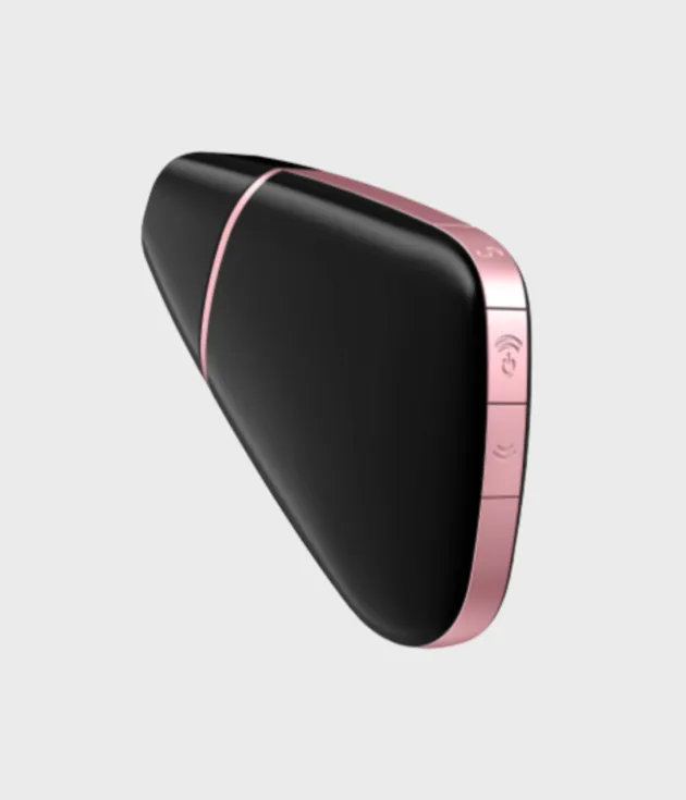 Satisfyer Love Triangle Connect App negro y rosa vista frontal