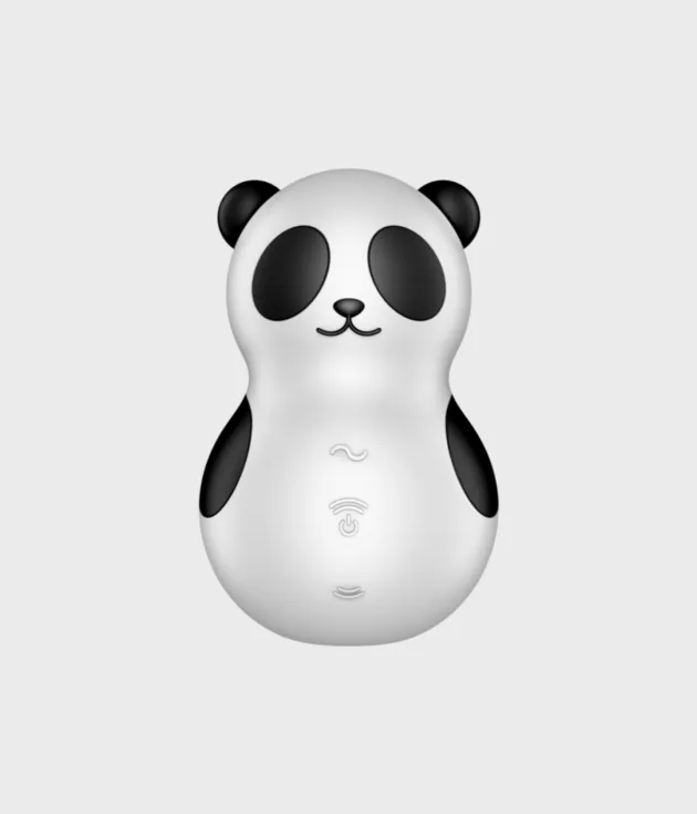 Satisfyer Pocket Panda vibrador blanco y negro vista frontal