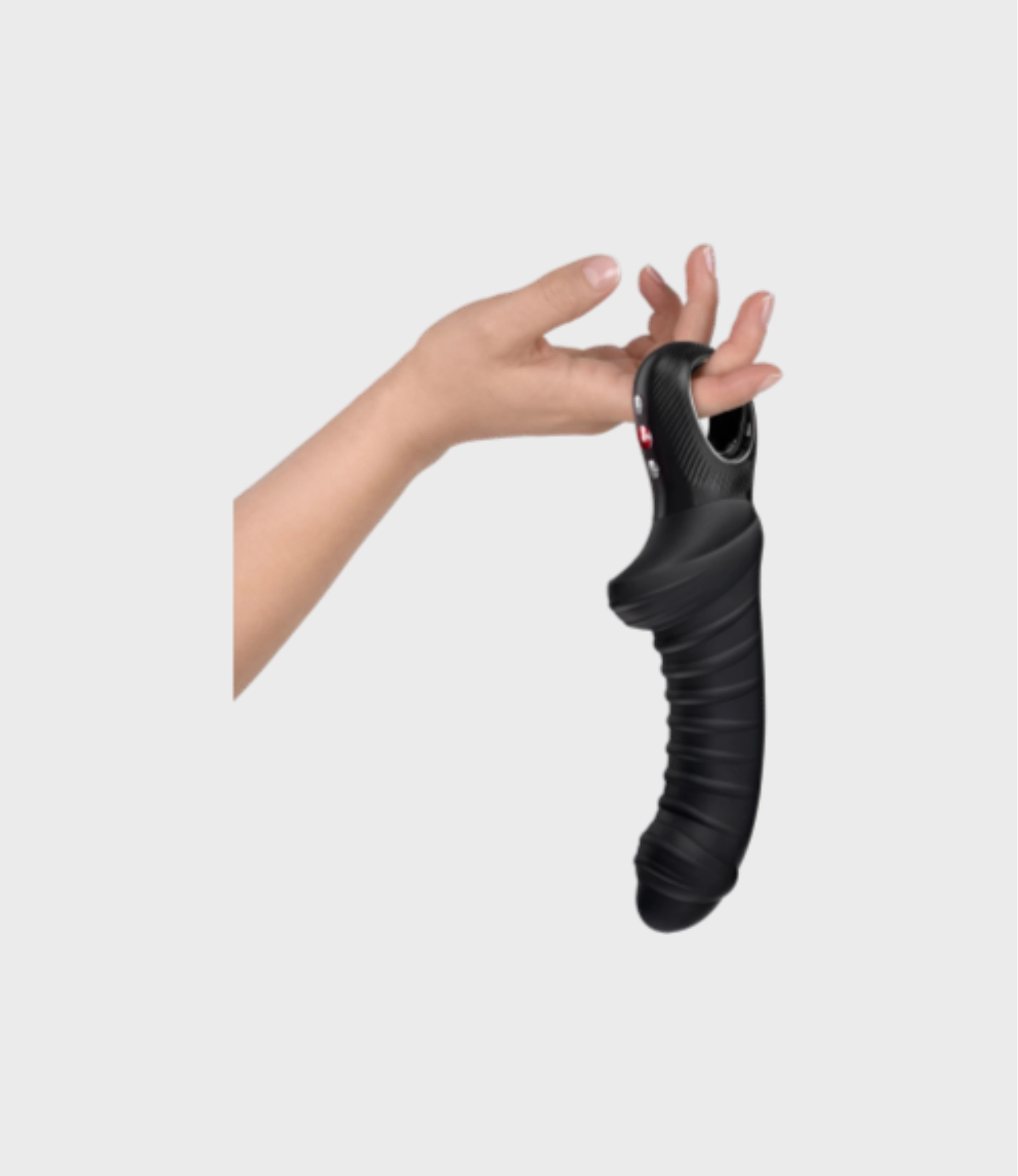 Tiger vibrador negro flexible sostenido en la mano