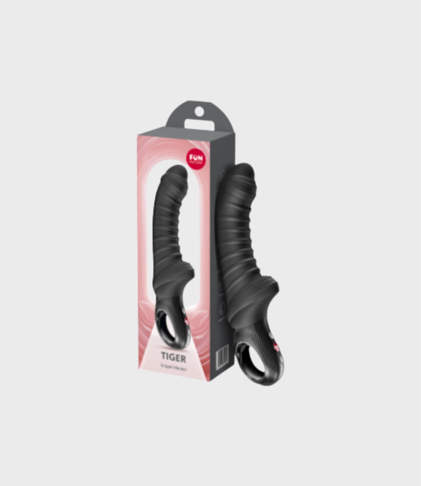 Tiger vibrador flexible negro junto a su embalaje